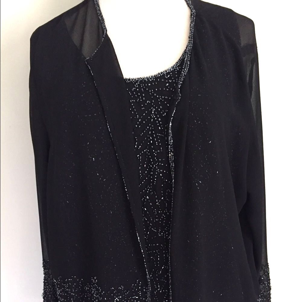[J Kara] Dark Blue 2 Piece Beaded Set: Sz L